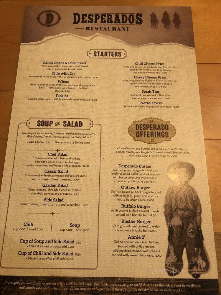 Desperados Cowboy Cuisine - Alpena, SD menu_pic