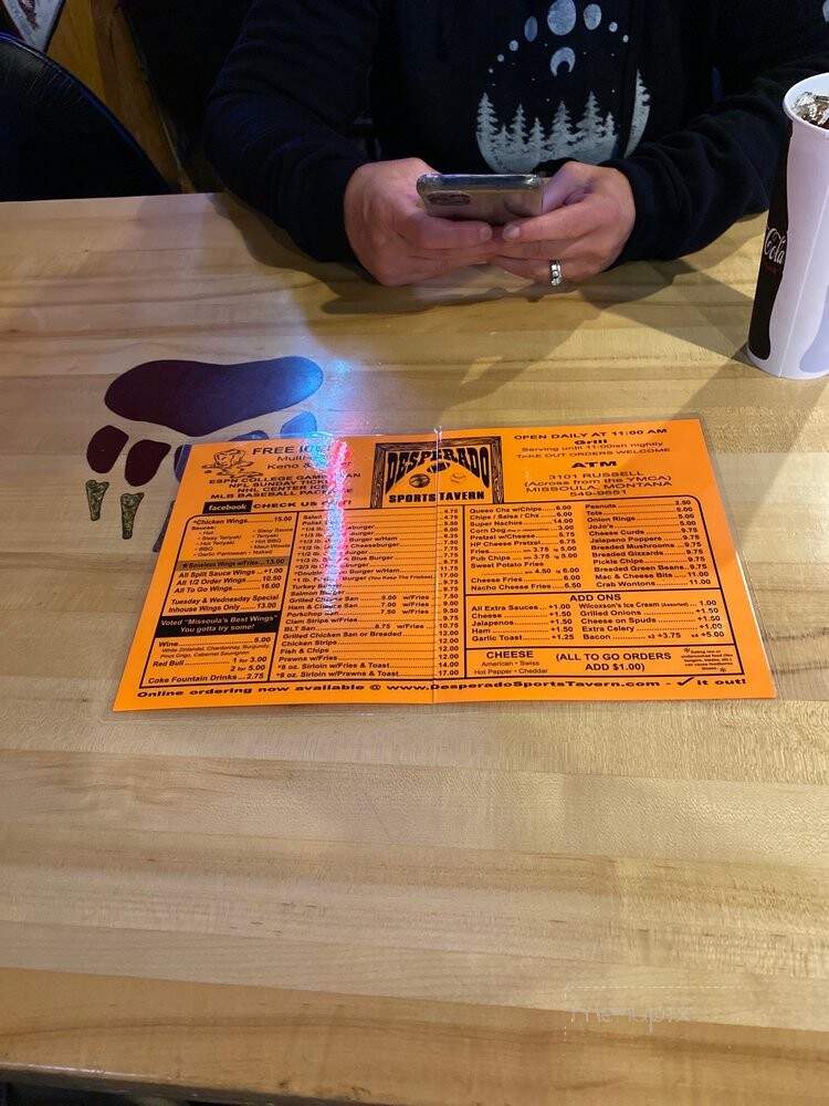Desperado Sports Tavern - Missoula, MT menu_pic