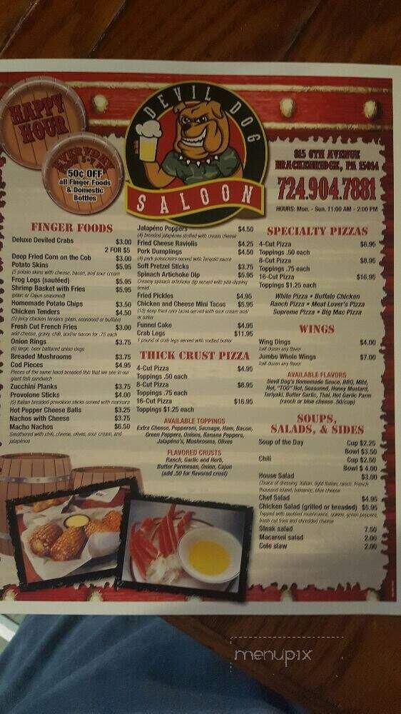 Devil Dog Saloon - Brackenridge, PA menu_pic