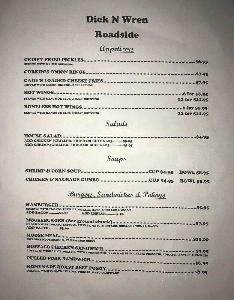 Dick N Wren's Roadside - Saint Francisville, LA menu_pic