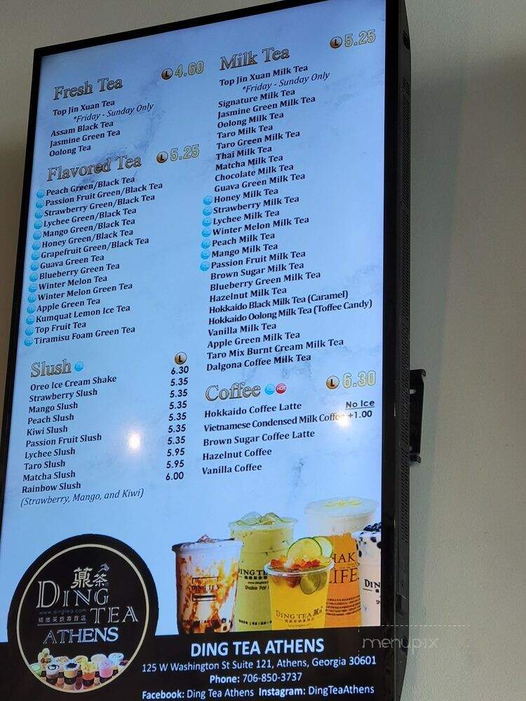 Ding Tea Athens - Athens, GA menu_pic