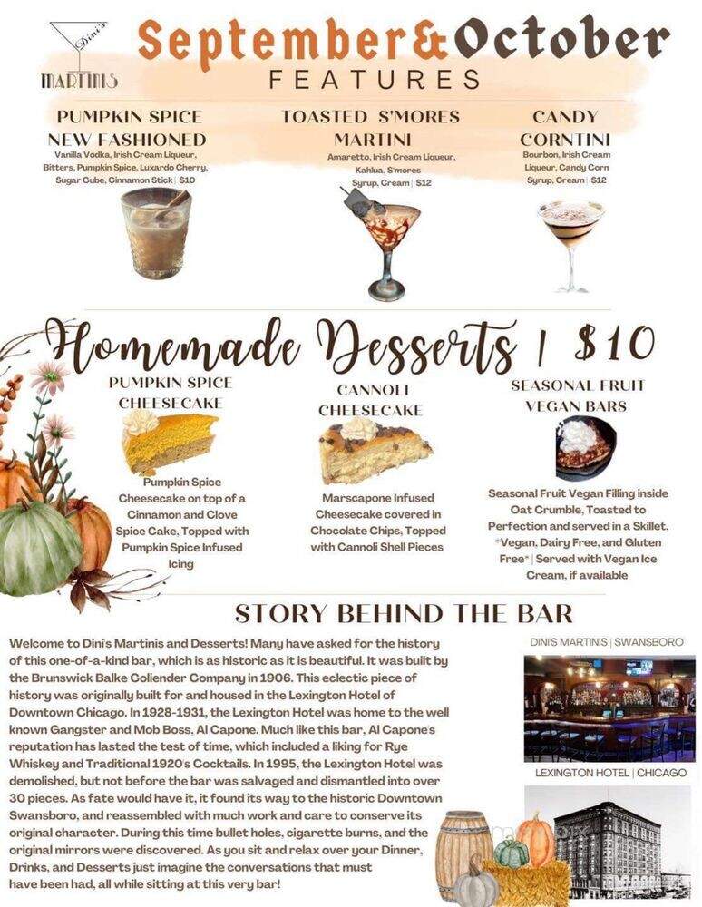 Dini's Martinis and Desserts - Swansboro, NC menu_pic
