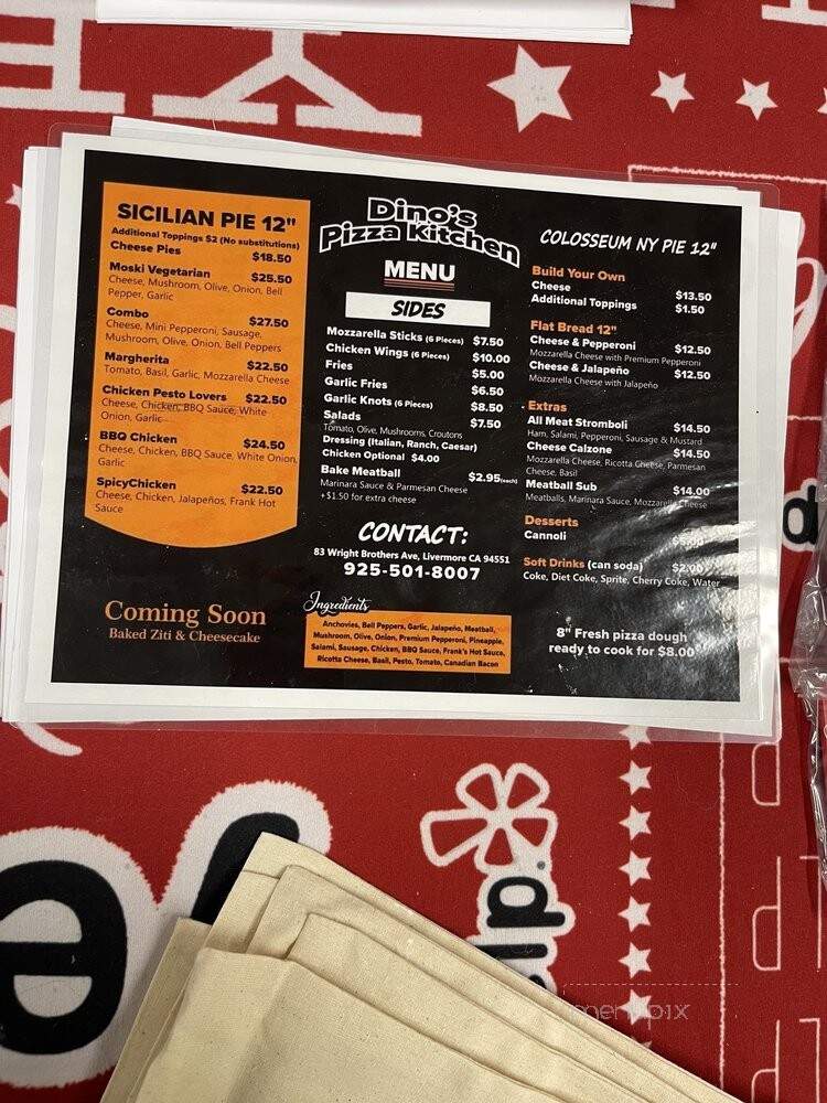 Dino's Pizza Kitchen - Livermore, CA menu_pic