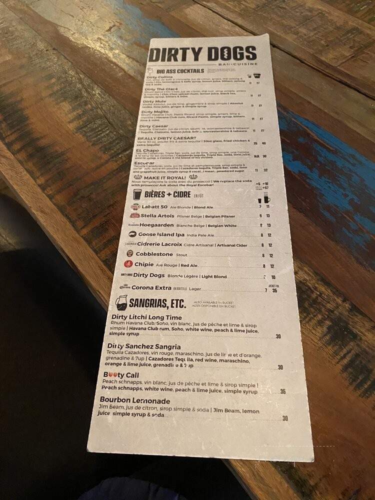 Dirty Dogs - Montreal, QC menu_pic