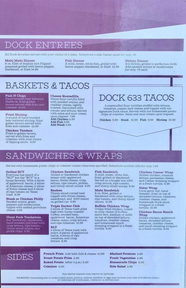 Caddy Shack Restaurants - Lake Placid, FL menu_pic