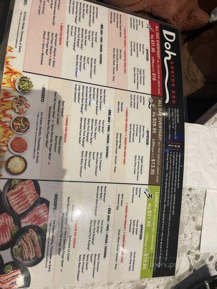 Doh Korean BBQ - Las Vegas, NV menu_pic