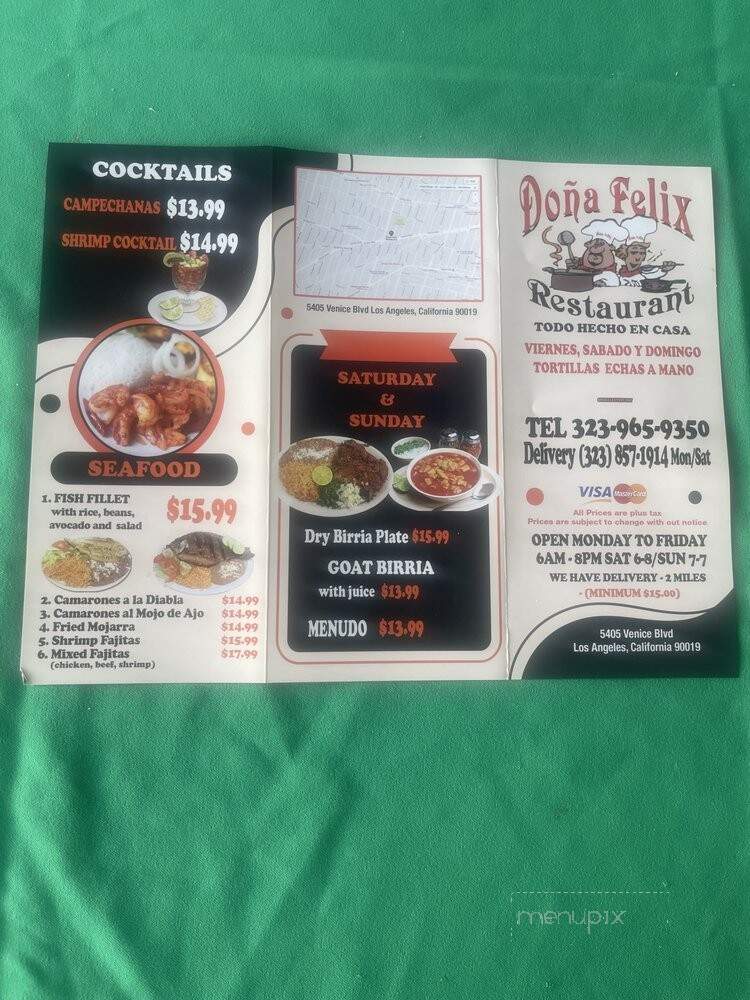 Dona Felix Restaurant - Los Angeles, CA menu_pic