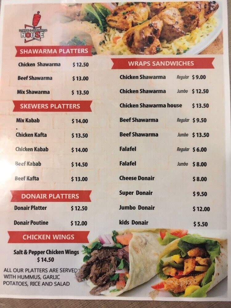 Donair & Shawarma House - Sherwood Park, AB menu_pic