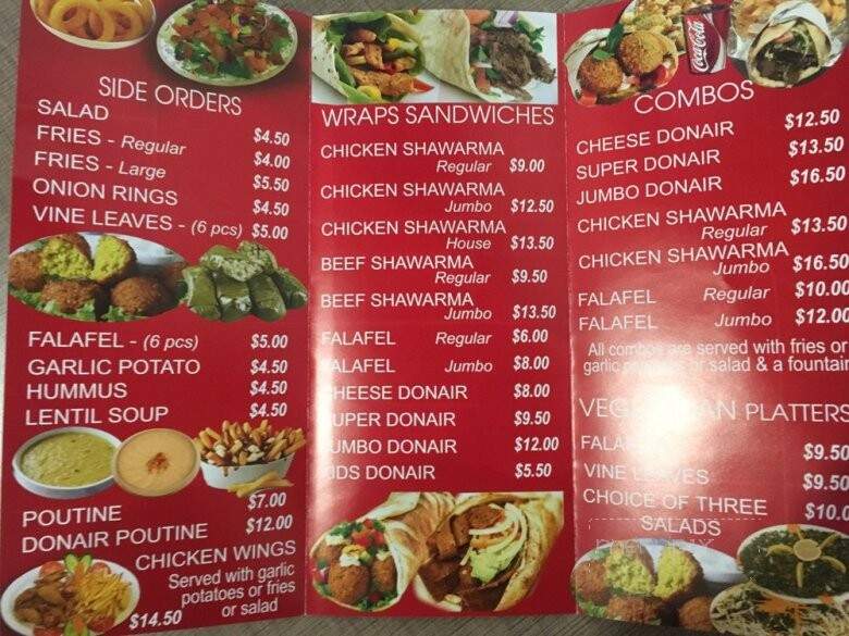 Donair & Shawarma House - Sherwood Park, AB menu_pic