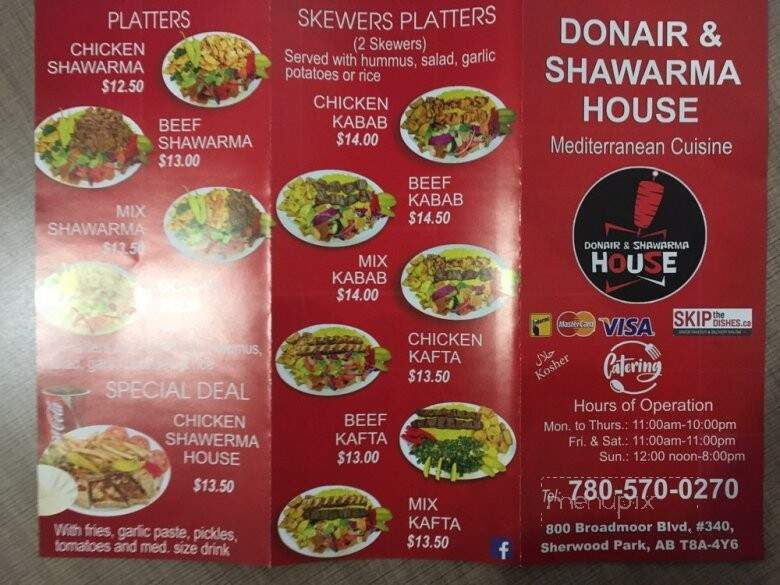 Donair & Shawarma House - Sherwood Park, AB menu_pic