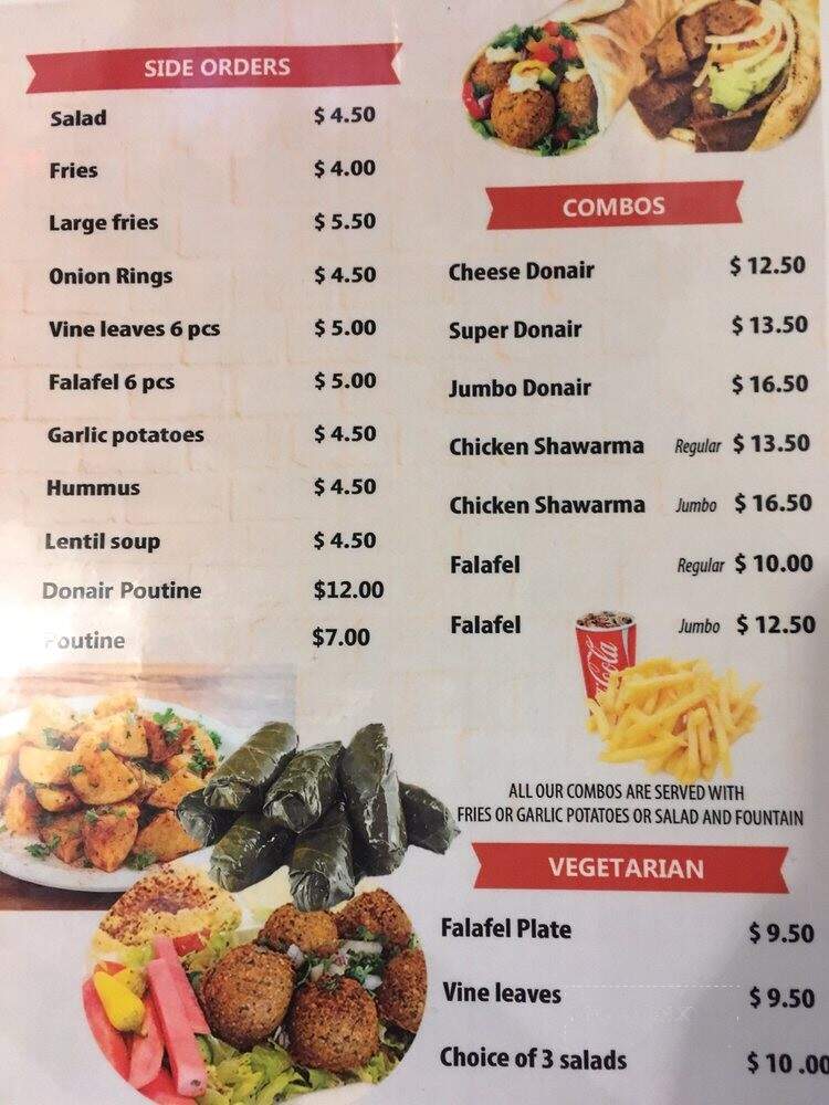 Donair & Shawarma House - Sherwood Park, AB menu_pic