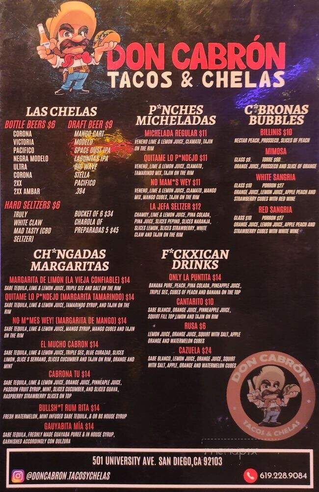 Don Cabron Tacos & Chelas - San Diego, CA menu_pic