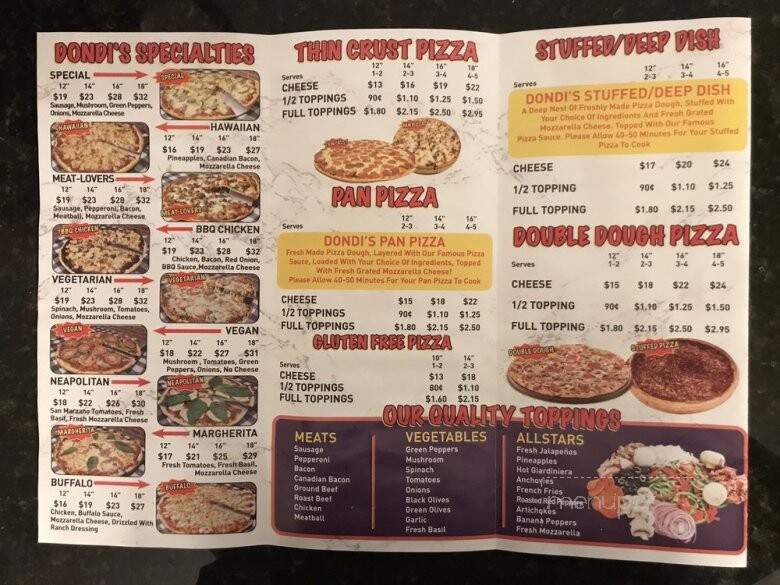 Dondi's Pizza - Arlington Heights, IL menu_pic