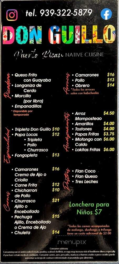 Don Guillo - Colorado Springs, CO menu_pic