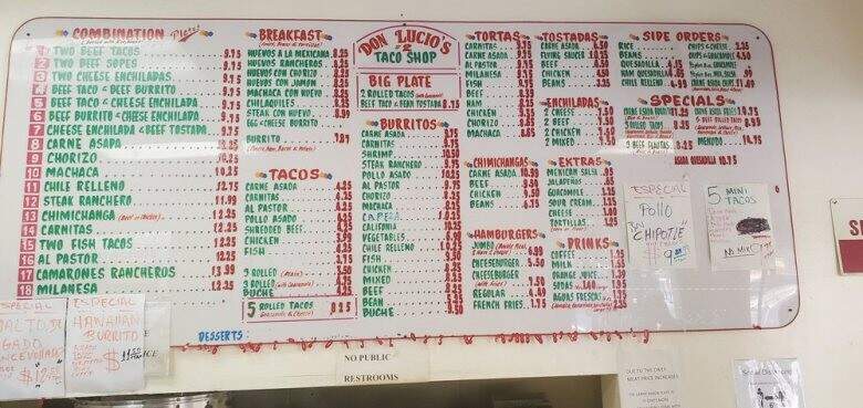 Don Lucio's Taco Shop II - San Diego, CA menu_pic