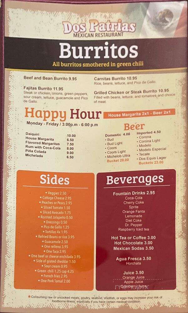 Dos Patrias - Westminster, CO menu_pic