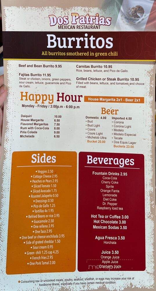 Dos Patrias - Westminster, CO menu_pic