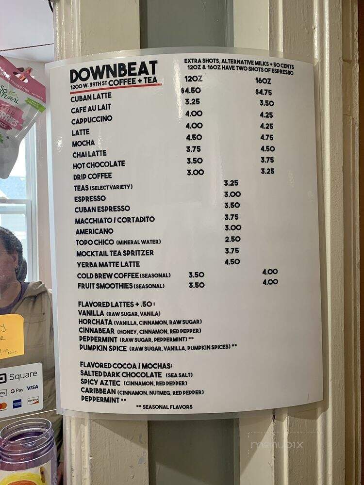 Downbeat Coffee + Tea - Kansas City, MO menu_pic