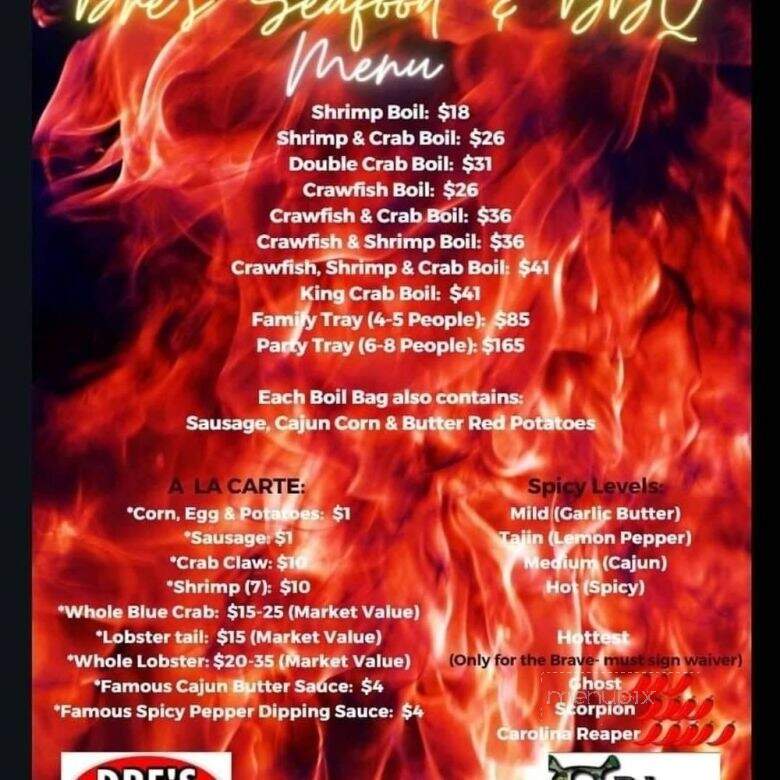 DRE'S Seafood and BBQ - Tucson, AZ menu_pic