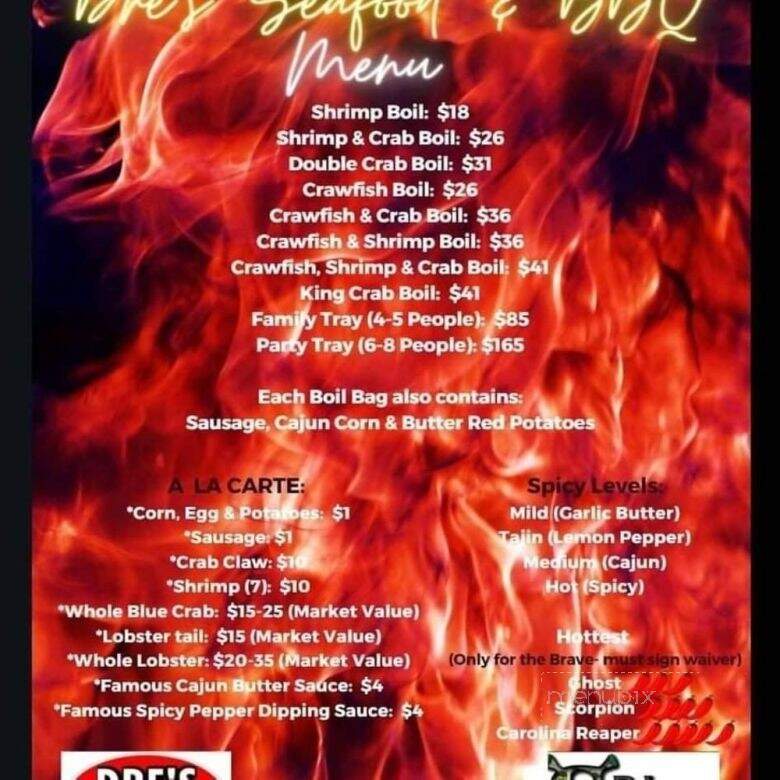 DRE'S Seafood and BBQ - Tucson, AZ menu_pic