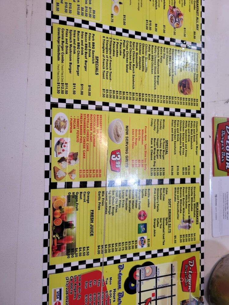 D-Town Burger Bar - Los Angeles, CA menu_pic