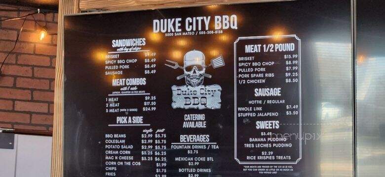 Duke City BBQ - Albuquerque, NM menu_pic