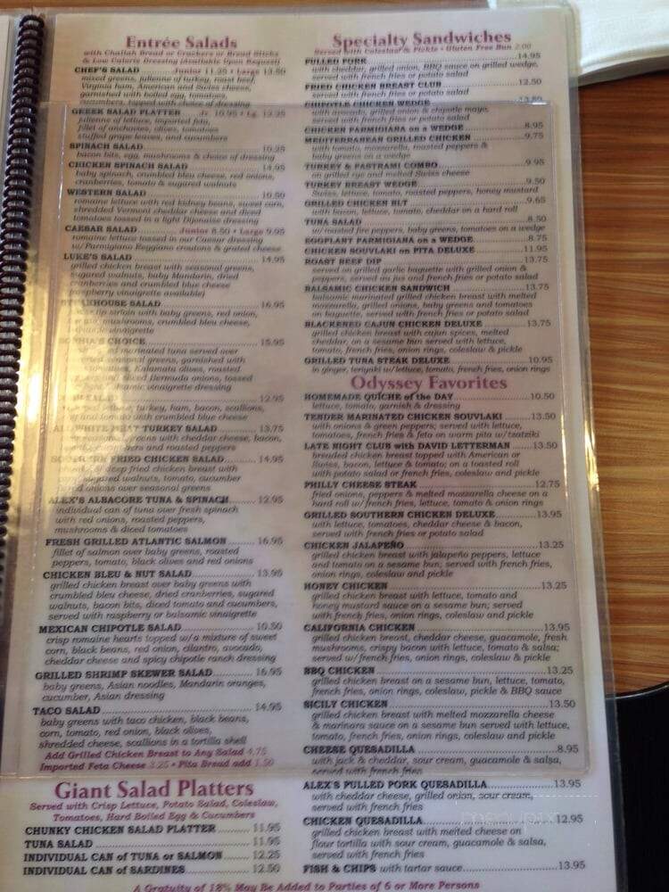 Eastchester Odyssey Restaurant - Eastchester, NY menu_pic