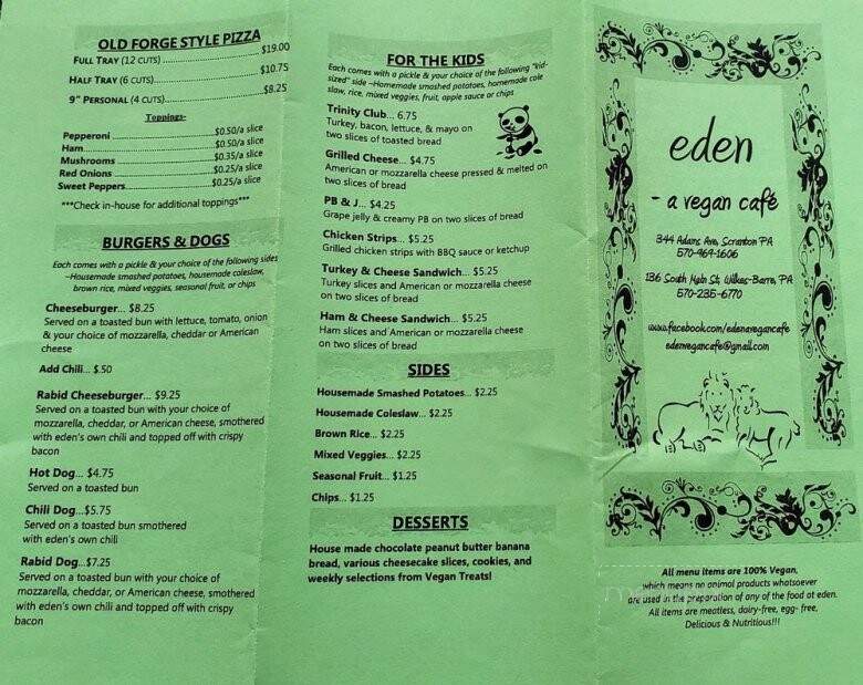 Eden-A Vegan Cafe - Wilkes-Barre, PA menu_pic
