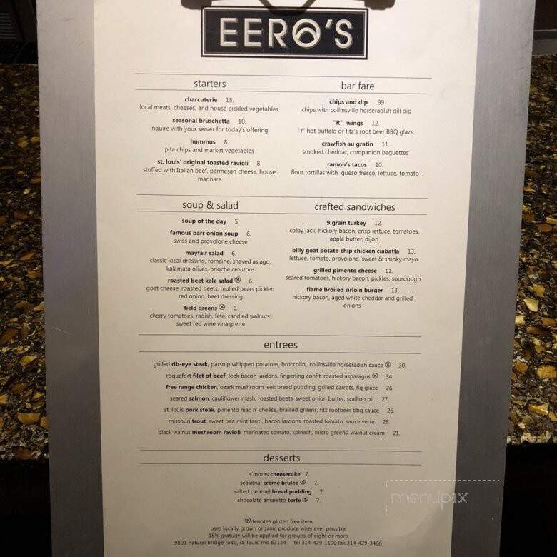 Norah's Crafted Food & Spirits - Berkeley, MO menu_pic