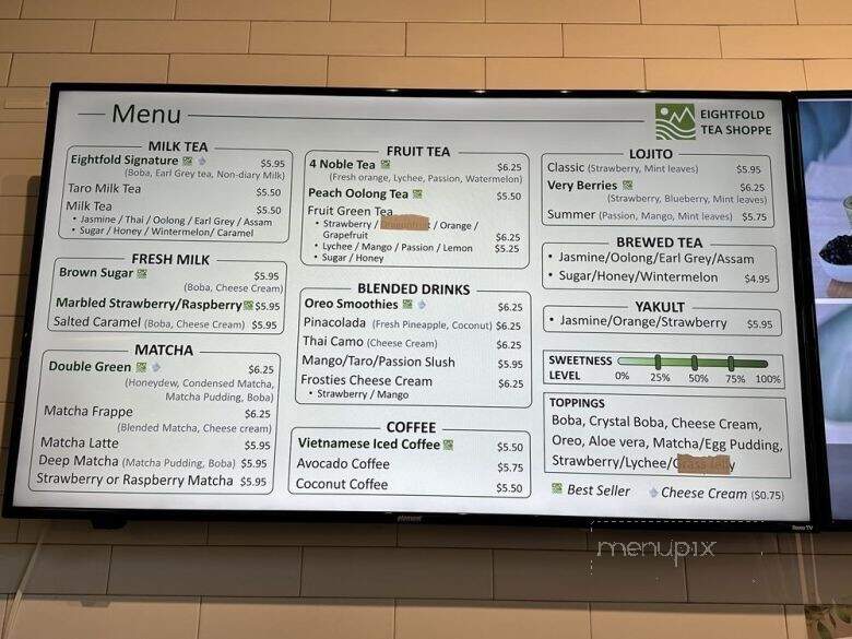 Eightfold Tea Shoppe - Costa Mesa, CA menu_pic