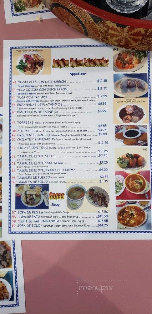 El Amanecer Salvadoreno - Los Angeles, CA menu_pic