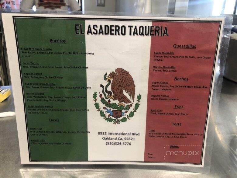 El Asadero Taqueria - Oakland, CA menu_pic