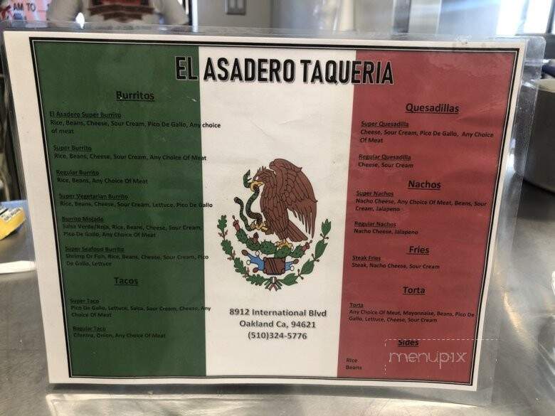El Asadero Taqueria - Oakland, CA menu_pic