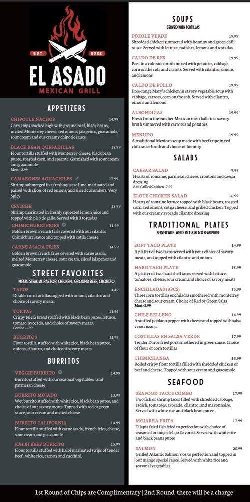 El Asado Mexican Grill - Cathedral City, CA menu_pic