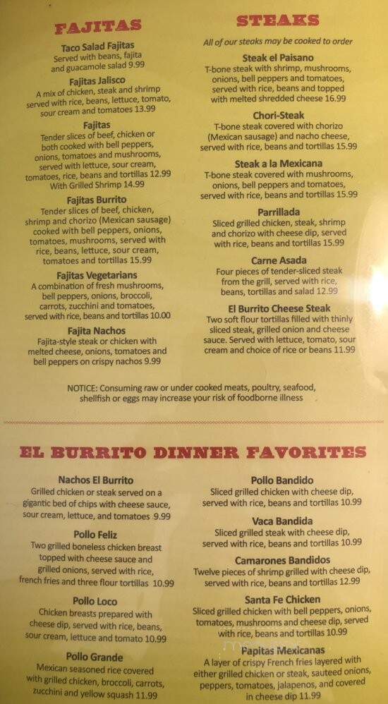 El Burrito - Kermit, WV menu_pic