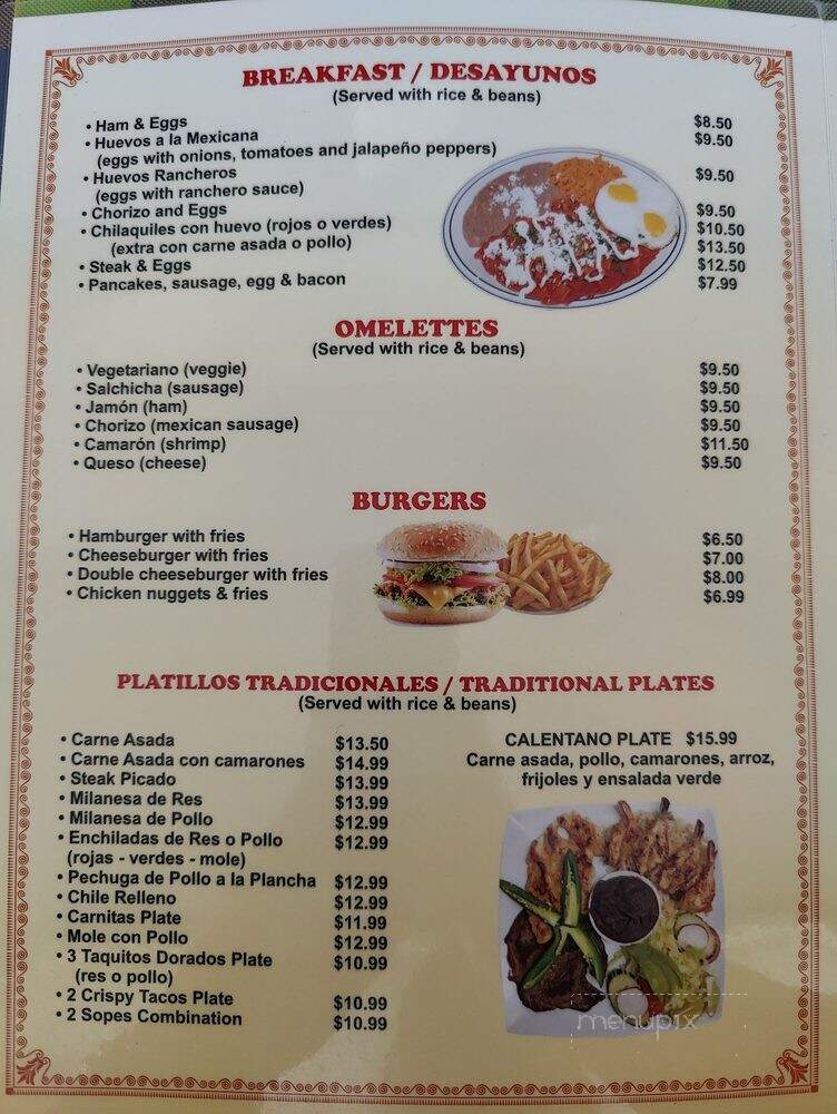 El Calentano - Gardena, CA menu_pic
