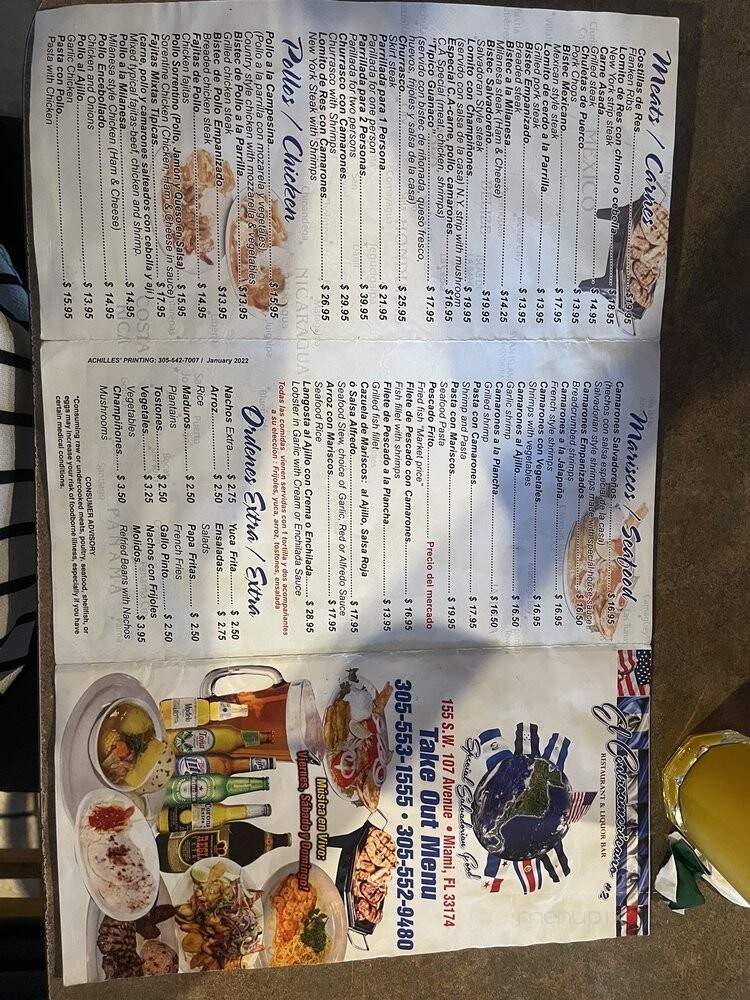 El Centro Americano - Miami, FL menu_pic