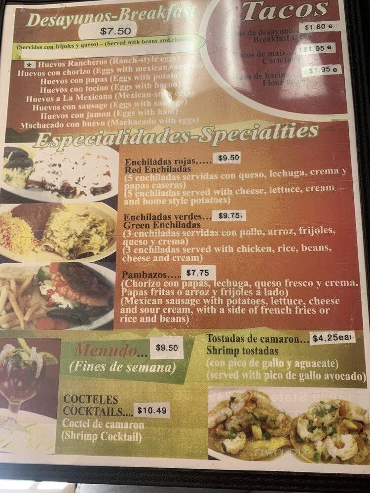 El Cerrito Taqueria - Houston, TX menu_pic