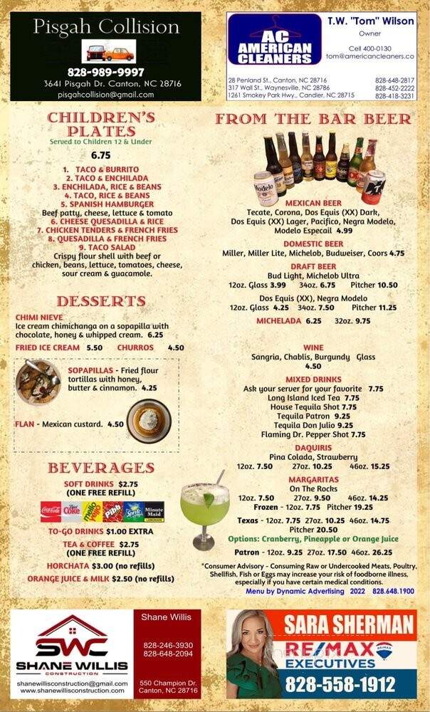 El Chapala - Canton, NC menu_pic