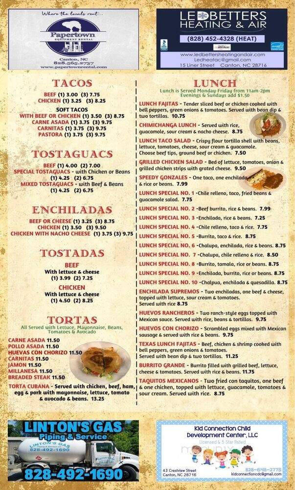 El Chapala - Canton, NC menu_pic