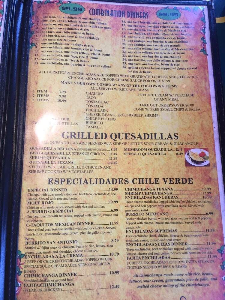 El Chile Verde Mexican Restaurant - Monroe, LA menu_pic
