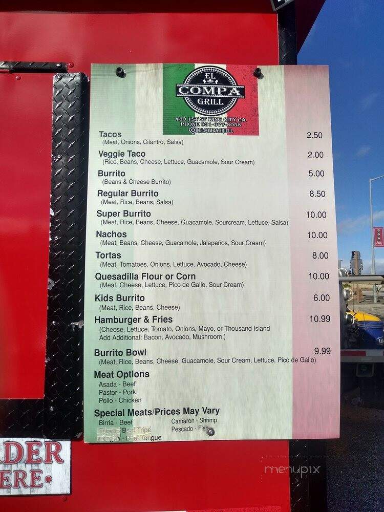 El Compa Grill - King City, CA menu_pic