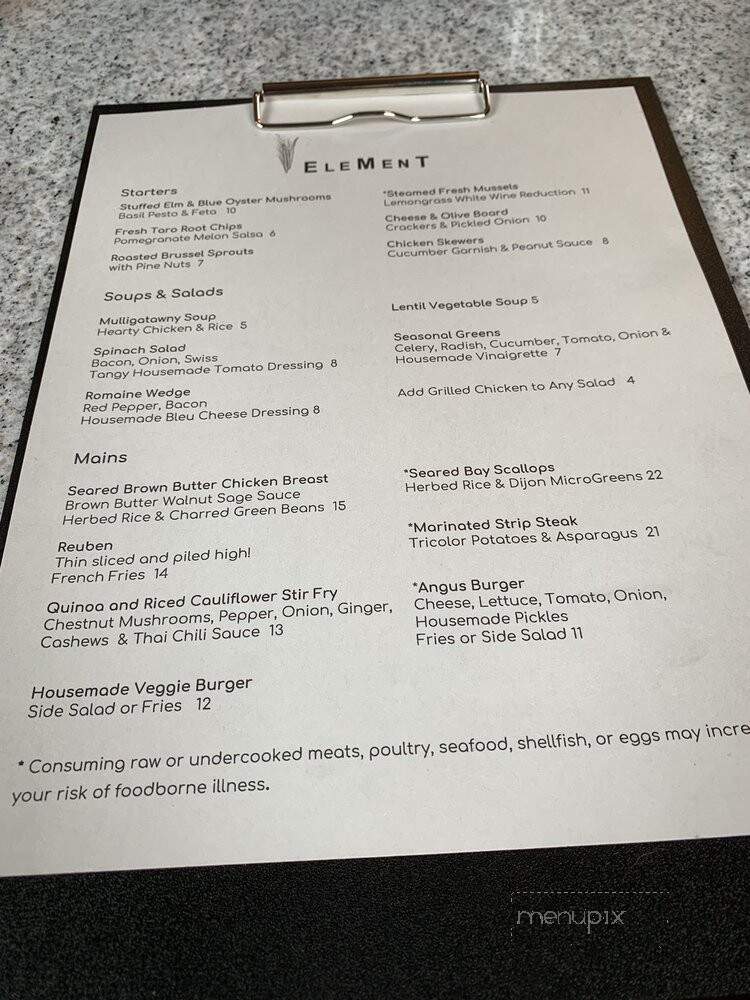 Element - Easley, SC menu_pic