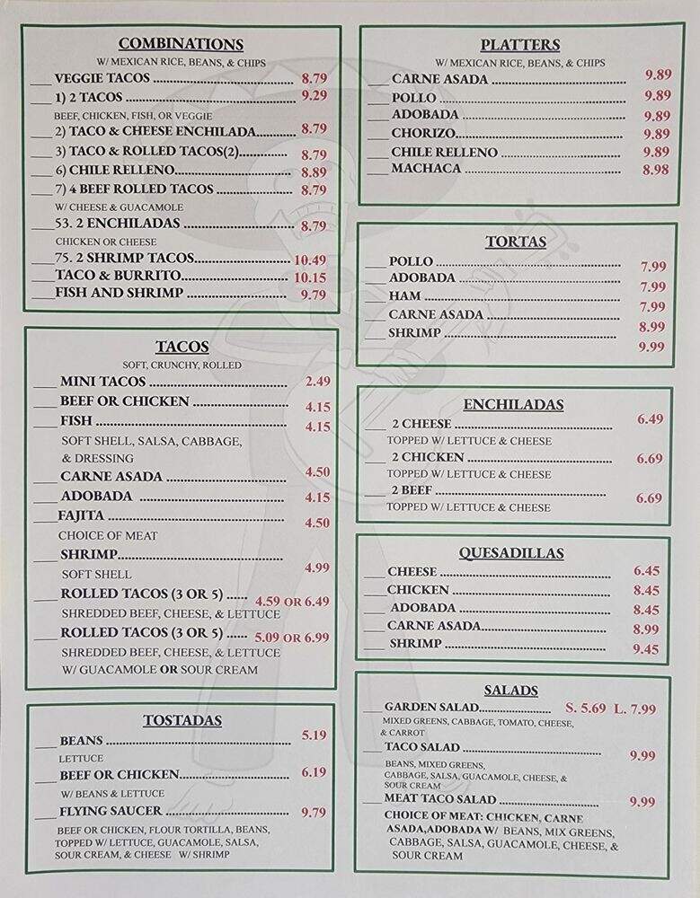 Elena's Mexican Food - San Diego, CA menu_pic