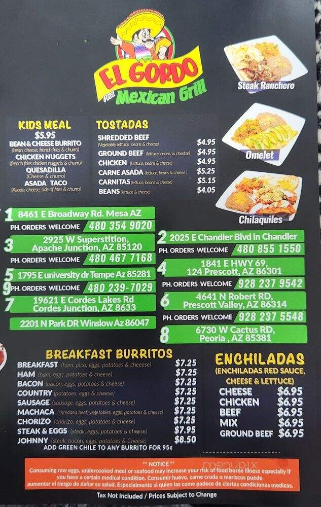 El Gordo Mexican Grill - Cordes Lakes, AZ menu_pic