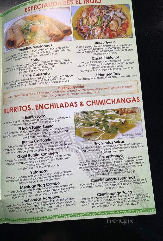 El Indio - Bethalto, IL menu_pic