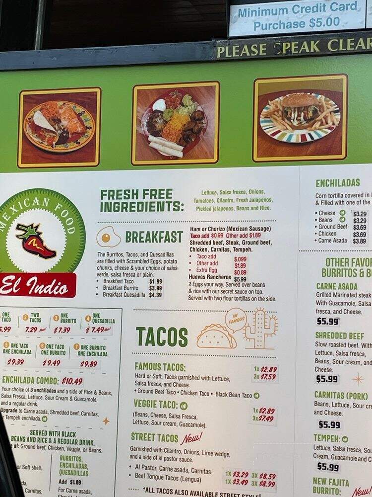 El Indio - Gainesville, FL menu_pic