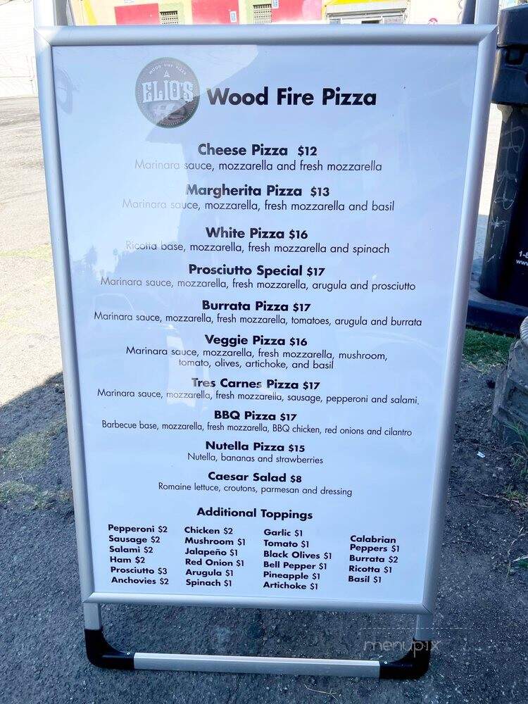 Elio's Wood Fire Pizza - Los Angeles, CA menu_pic
