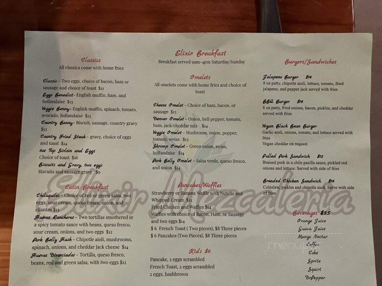 Elixir Mezcaleria - Gresham, OR menu_pic
