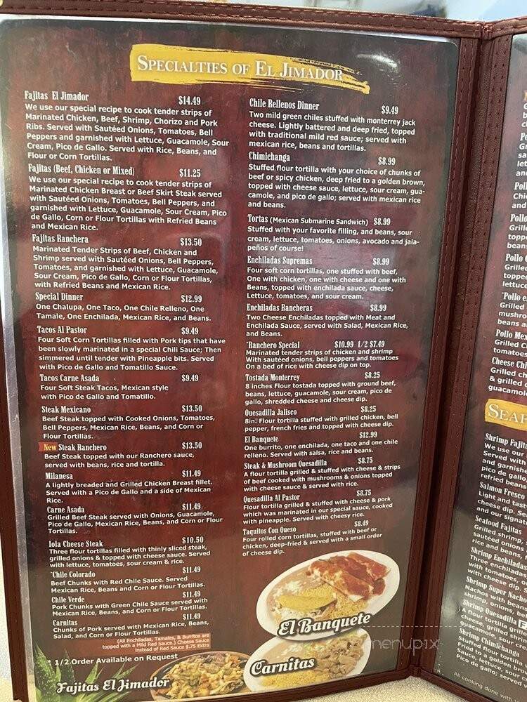 El Jimador - Iola, KS menu_pic